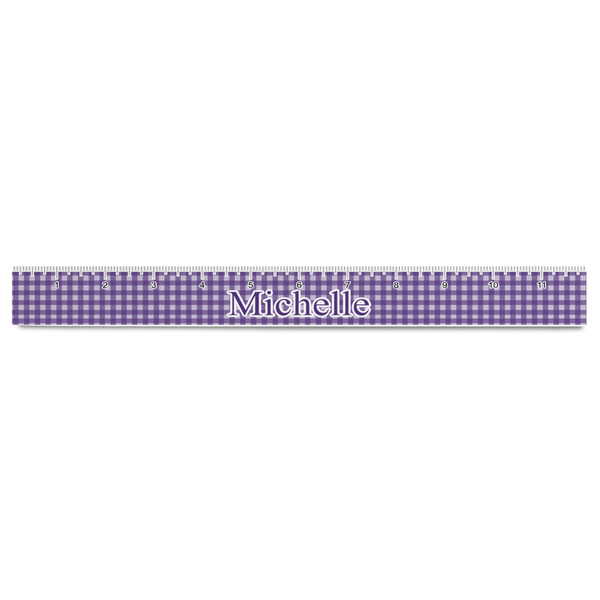 Gingham Print Plastic Ruler - 12" - FRONT
