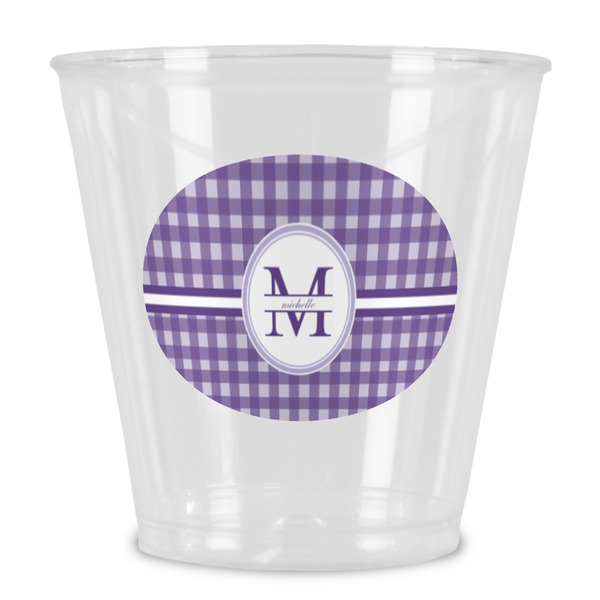 Custom Gingham Print Plastic Shot Glass (Personalized)