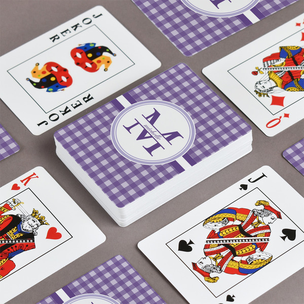 Gingham Print Playing Cards - Front & Back View
