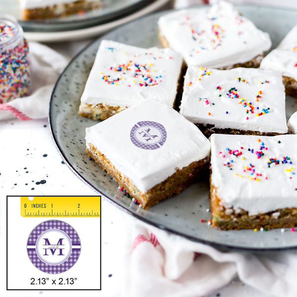 Gingham Print Printed Icing Circle - Small - In Context