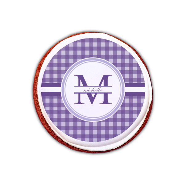 Gingham Print Printed Icing Circle - XSmall - On Cookie
