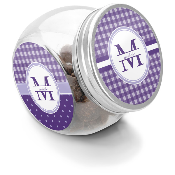 Custom Gingham Print Puppy Treat Jar (Personalized)