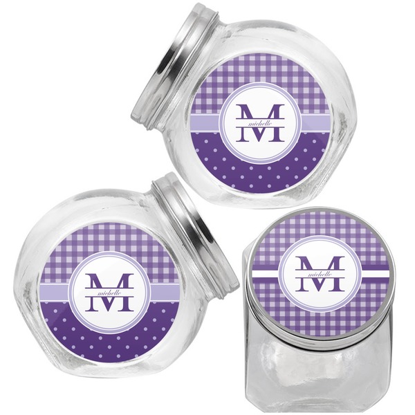 Gingham Print Puppy Treat Jar - Top Left Right