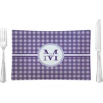 Gingham Print Rectangular Glass Lunch / Dinner Plate - Single or Set (Personalized)