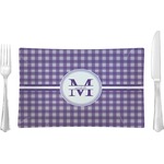 Gingham Print Glass Rectangular Lunch / Dinner Plate (Personalized)