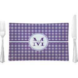 Gingham Print Glass Rectangular Lunch / Dinner Plate (Personalized)