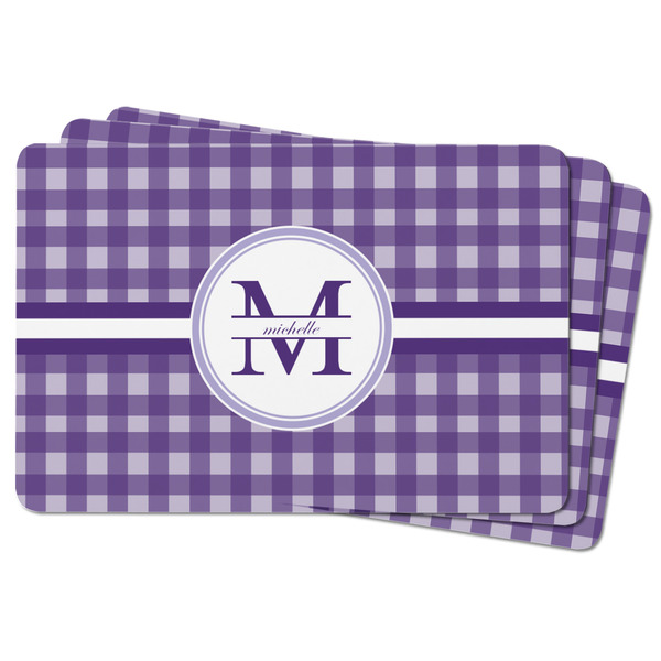 Gingham Print Rectangular Fridge Magnet - THREE