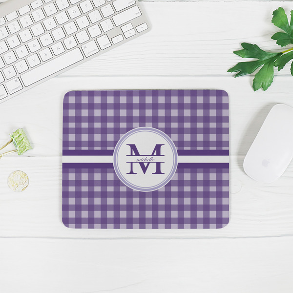 Gingham Print Rectangular Mouse Pad - LIFESTYLE 2