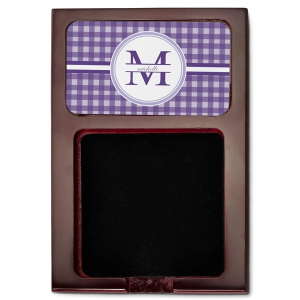 Gingham Print Red Mahogany Sticky Note Holder - Flat
