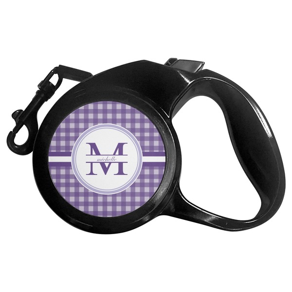 Custom Gingham Print Retractable Dog Leash - Small (Personalized)