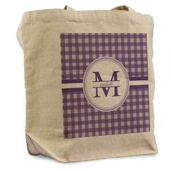 Gingham Print Reusable Cotton Grocery Bag - Single (Personalized)