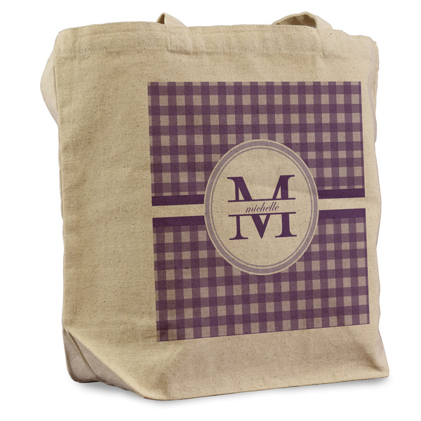 Custom Gingham Print Reusable Cotton Grocery Bag (Personalized)