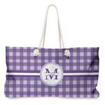 Gingham Print Large Tote Bag with Rope Handles (Personalized)