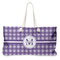 Gingham Print Large Rope Tote Bag - Front View
