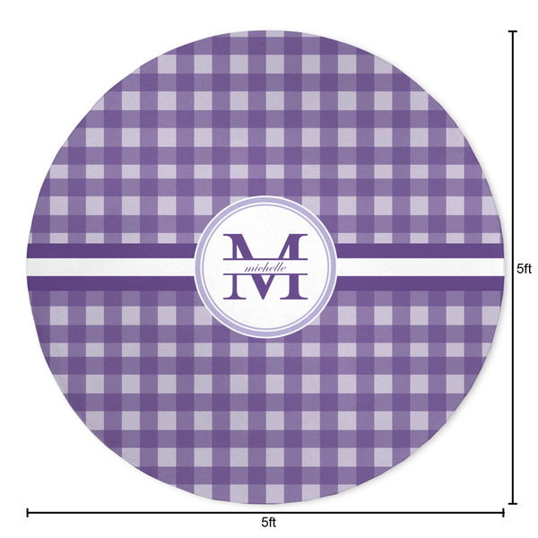 Gingham Print Round Area Rug - Size