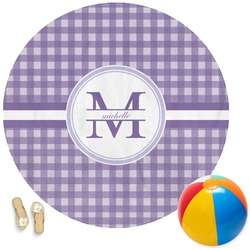 Gingham Print Round Beach Towel (Personalized)