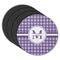 Gingham Print Round Rubber Backed Coasters - Set of 4 (Personalized)