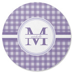 Gingham Print Round Rubber Backed Coaster (Personalized)