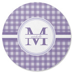 Gingham Print Round Rubber Backed Coaster (Personalized)