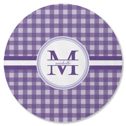 Gingham Print Round Rubber Backed Coaster (Personalized)