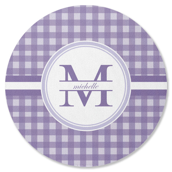 Gingham Print Round Coaster Rubber Back - Single