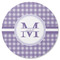 Gingham Print Round Rubber Backed Coaster (Personalized)