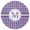 Gingham Print Round Rubber Backed Coaster (Personalized)