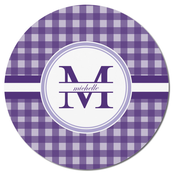 Gingham Print Round Fridge Magnet - FRONT