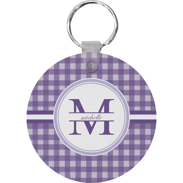 Gingham Print Round Keychain (Personalized)