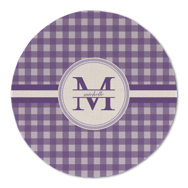 Gingham Print Round Linen Placemats - FRONT (Double Sided)