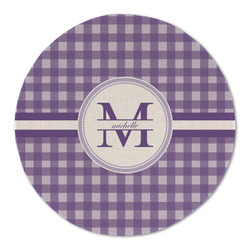 Gingham Print Round Linen Placemat - Single Sided (Personalized)