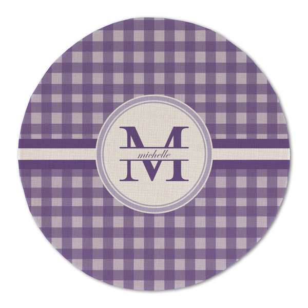 Custom Gingham Print Round Linen Placemat (Personalized)