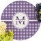 Gingham Print Round Linen Placemats - Front (w flowers)