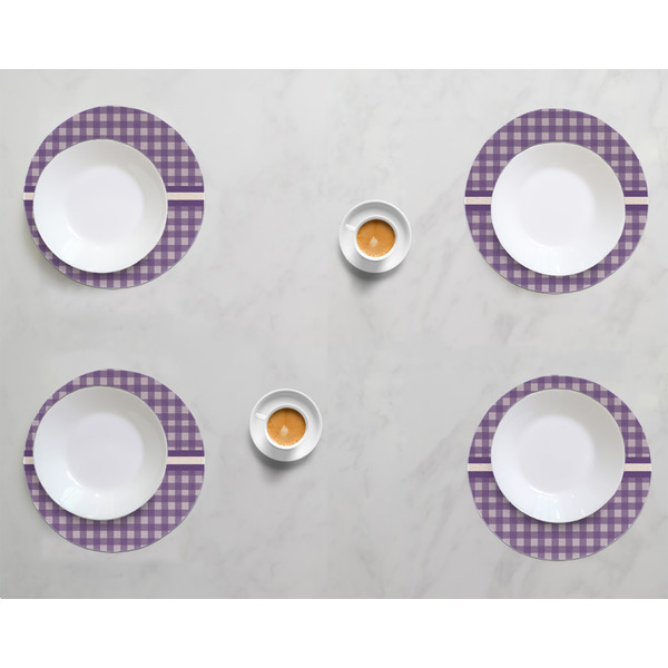 Gingham Print Round Linen Placemats - LIFESTYLE (set of 4)