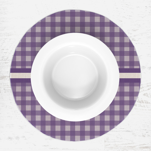 Gingham Print Round Linen Placemats - LIFESTYLE (single)