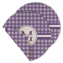 Gingham Print Round Linen Placemat - Double Sided - Set of 4 (Personalized)