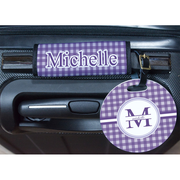 Gingham Print Round Luggage Tag & Handle Wrap - In Context