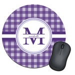 Gingham Print Round Mouse Pad (Personalized)