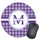 Gingham Print Round Mouse Pad
