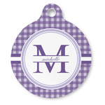 Gingham Print Round Pet ID Tag - Large (Personalized)