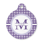 Gingham Print Round Pet ID Tag - Small (Personalized)