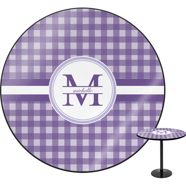 Custom Gingham Print Round Table (Personalized)
