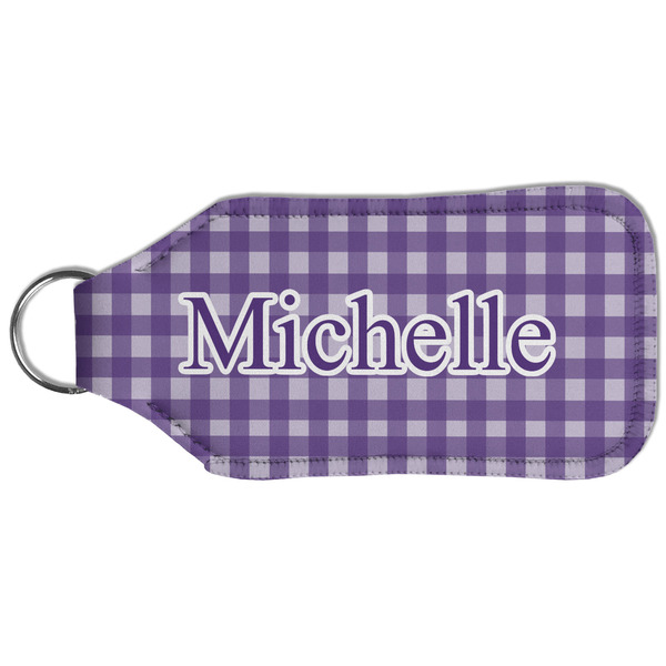 Gingham Print Sanitizer Holder Keychain - Large (Back)