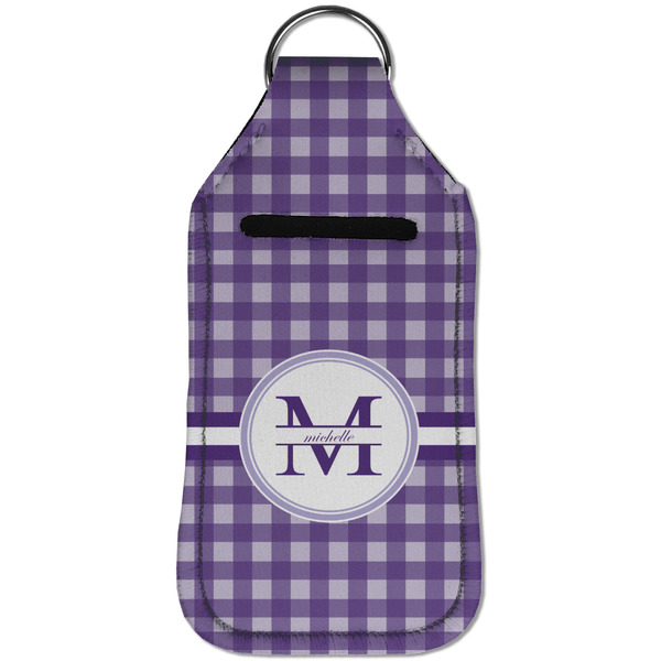 Gingham Print Sanitizer Holder Keychain - Large (Front)