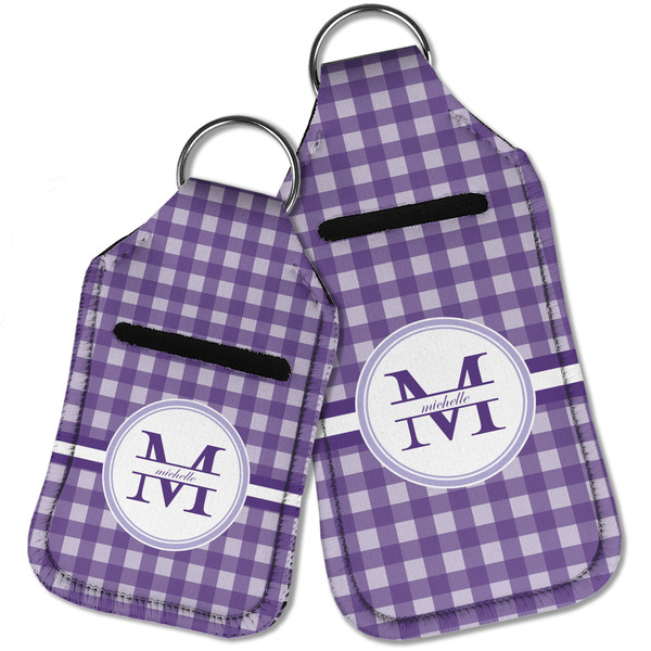 Gingham Print Sanitizer Holder Keychain - Parent Main