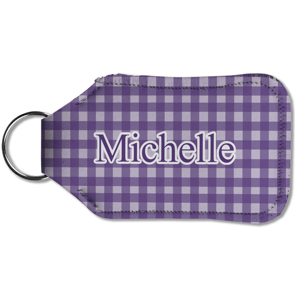 Gingham Print Sanitizer Holder Keychain - Small (Back)