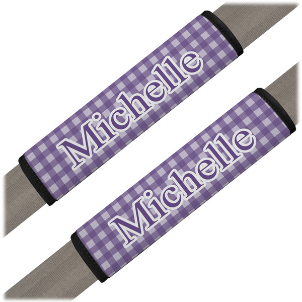 Custom Gingham Print Seat Belt Covers (Set of 2) (Personalized)