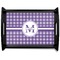 Gingham Print Black Wooden Tray - Large (Personalized)