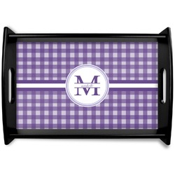 Gingham Print Black Wooden Tray - Small (Personalized)