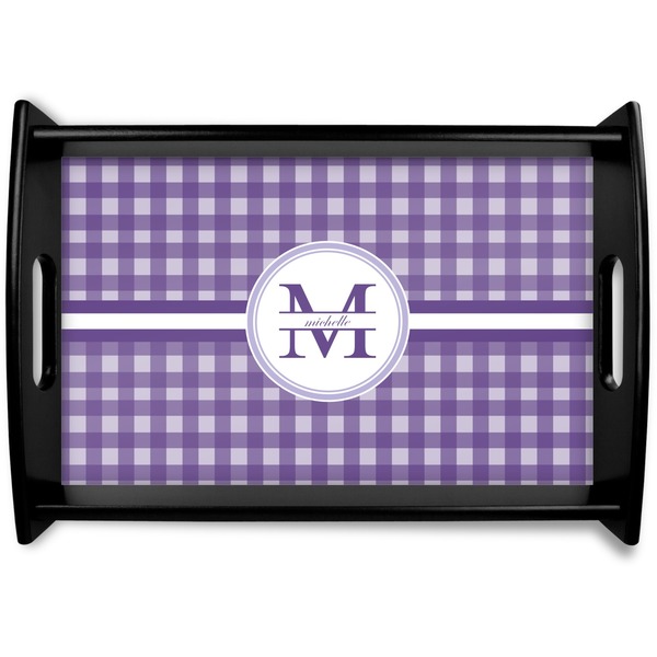 Custom Gingham Print Wooden Tray (Personalized)